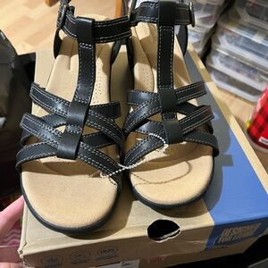 Black Clark Strappy Sandals